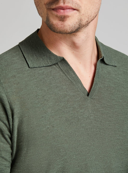 Polo in maglia in cotone e lino-1