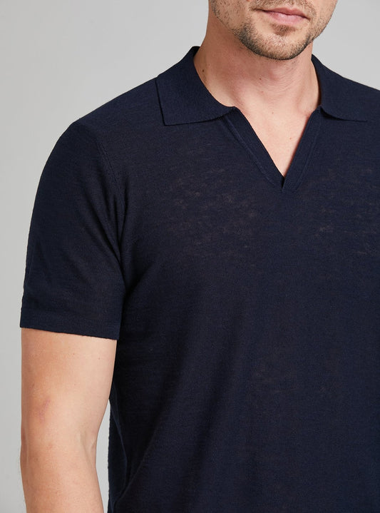 Polo in maglia in cotone e lino-1