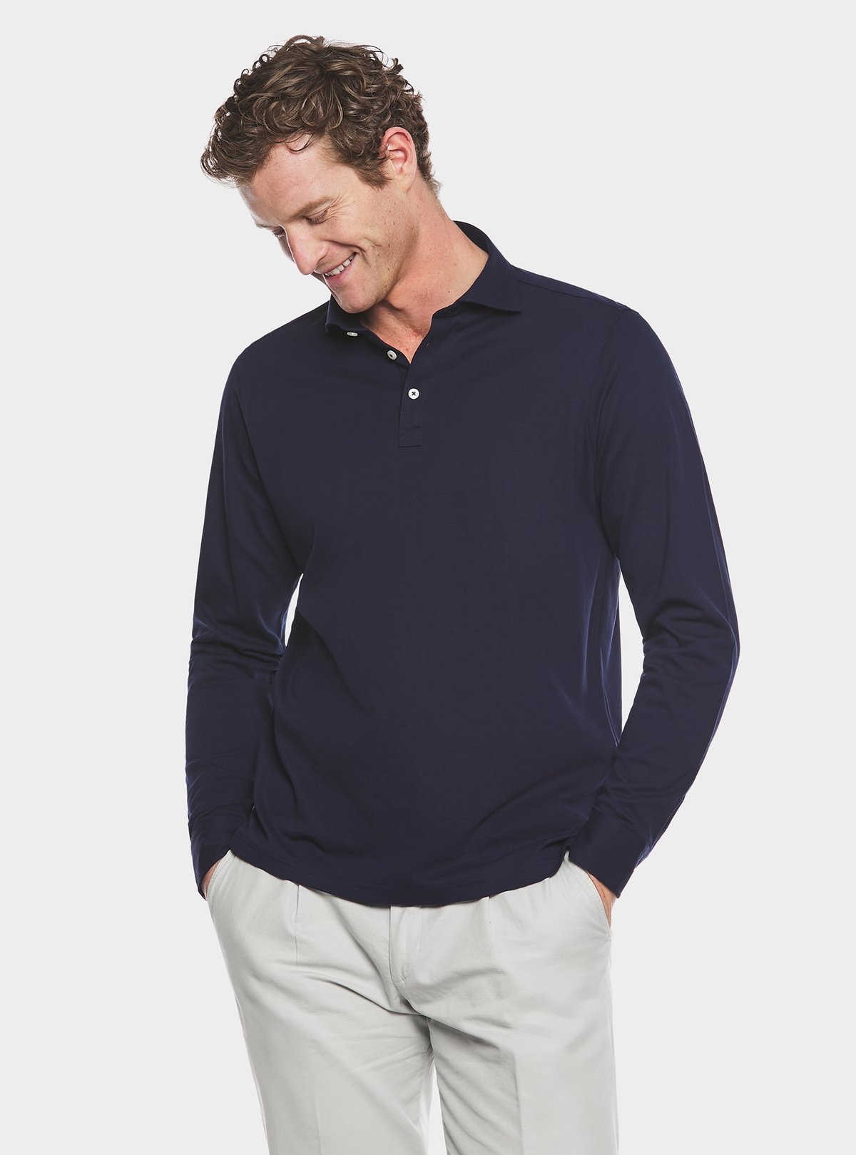Polo in puro cotone piquet manica lunga-0