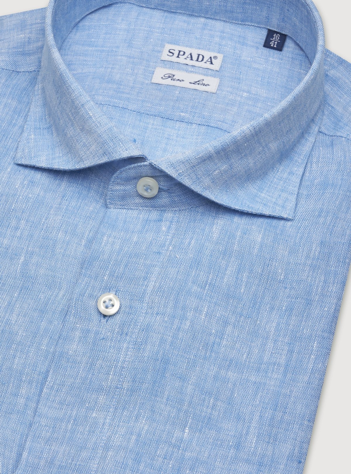 Camicia collo francese in lino tinta unita-2