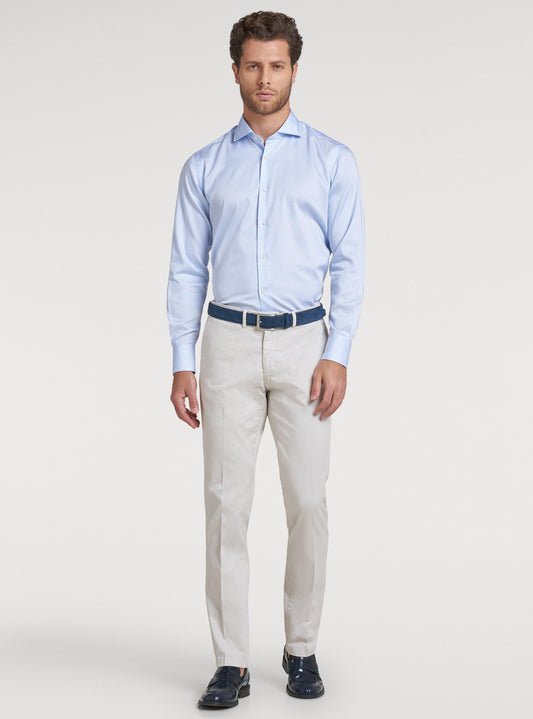 Pantaloni chinos misto lino.-0