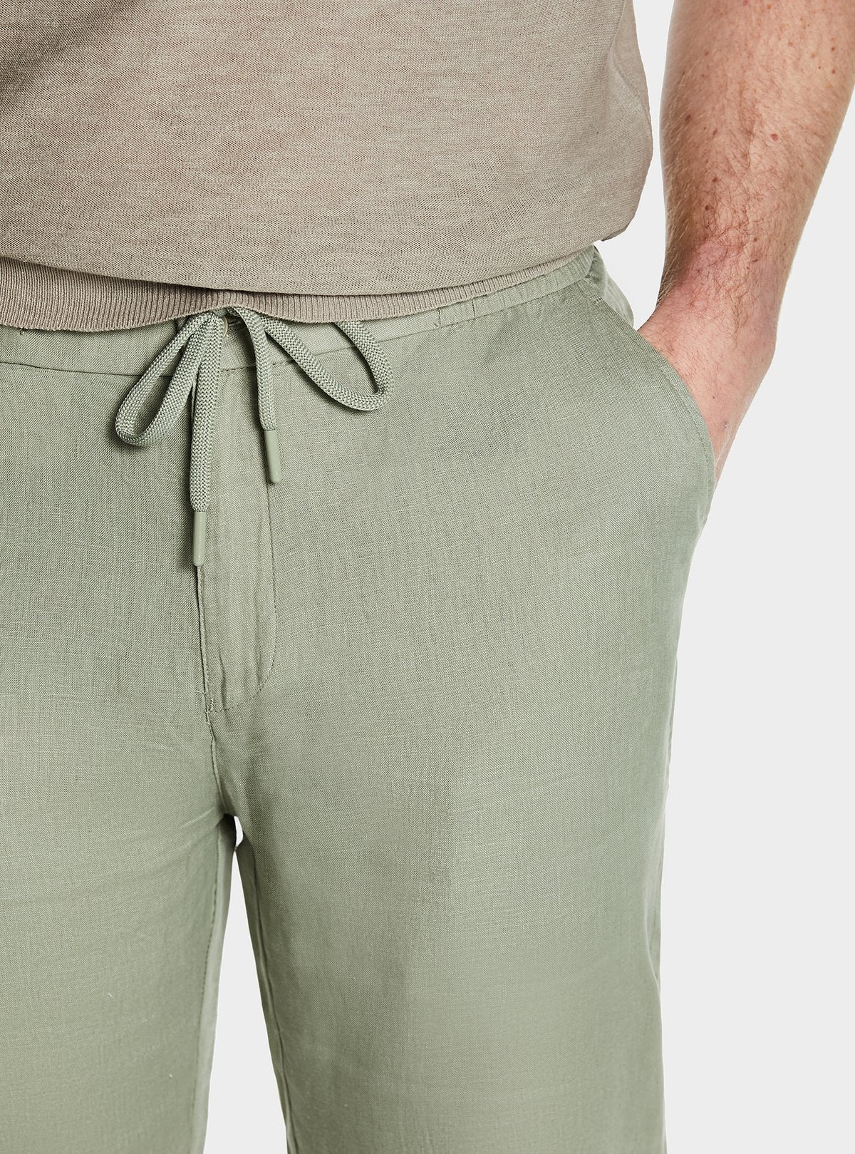 Pantalone in puro lino con coulisse-1