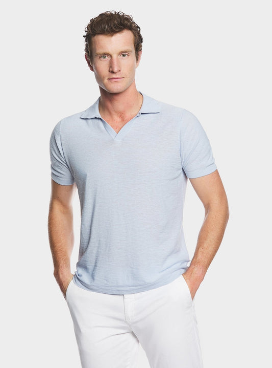 Polo in maglia in cotone e lino-0