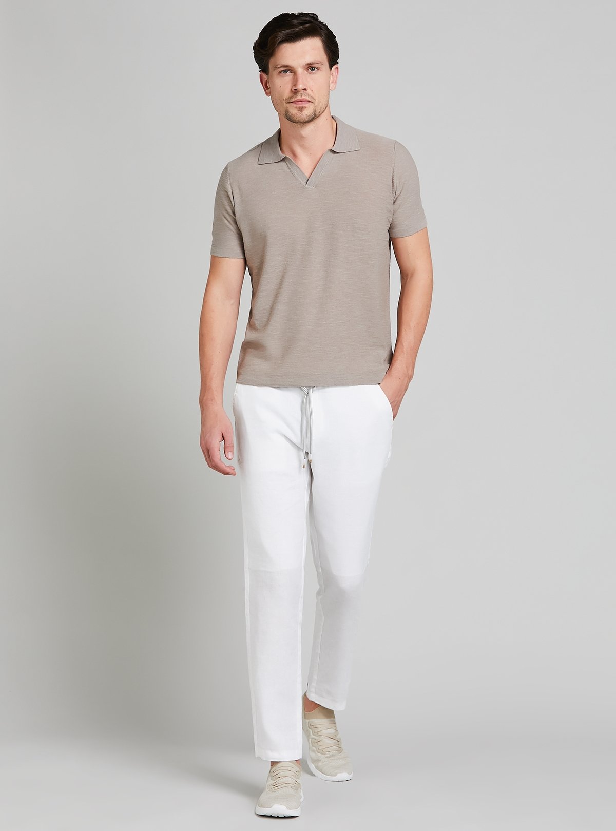 Polo in maglia in cotone e lino-2