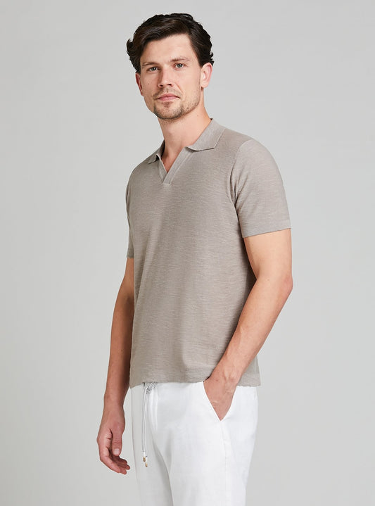 Polo in maglia in cotone e lino-0