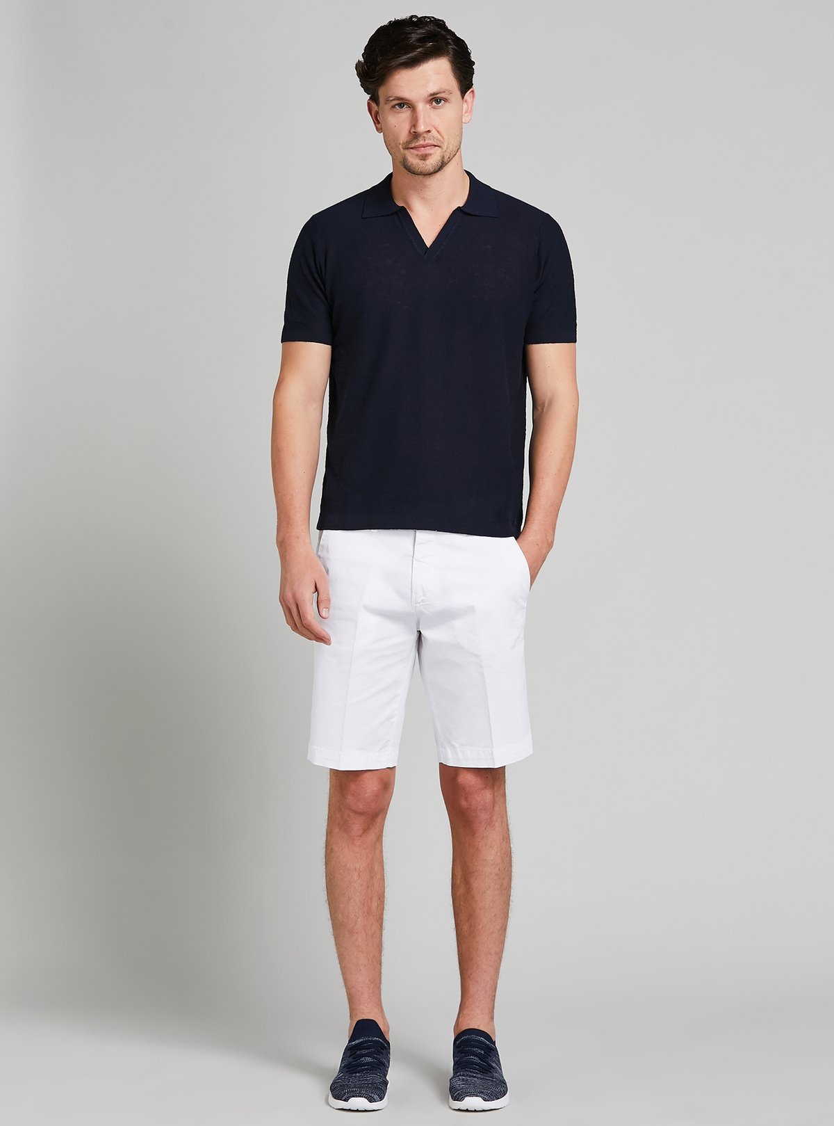Polo in maglia in cotone e lino-2