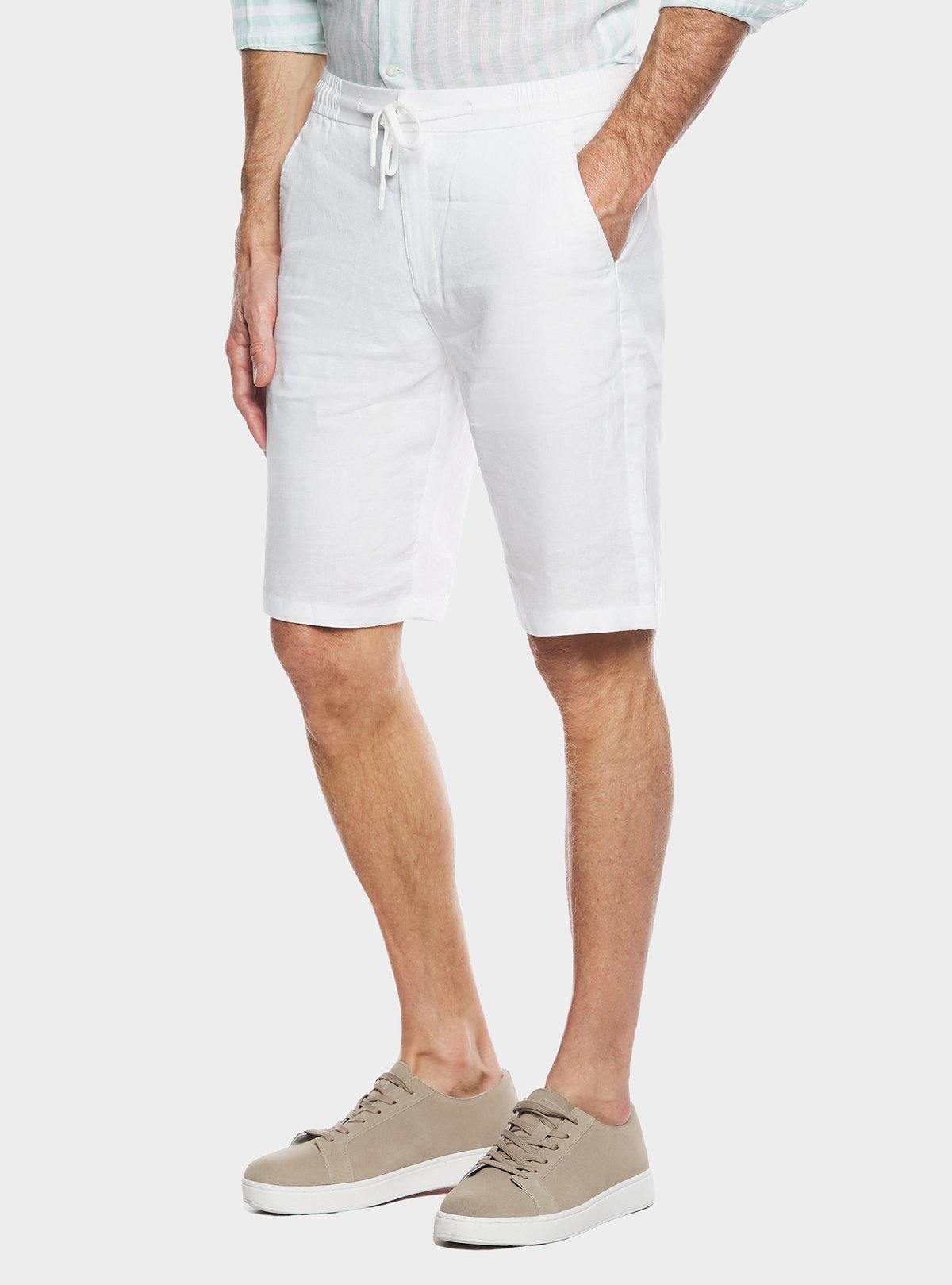 Bermuda in lino con coulisse-0