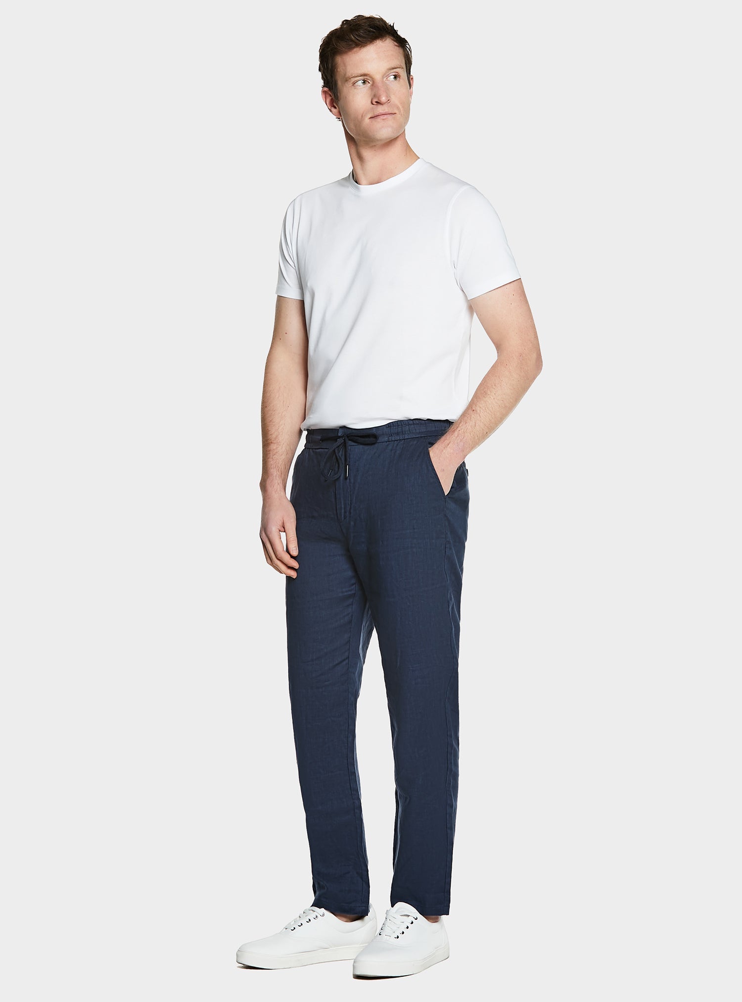 Pantalone in puro lino con coulisse-1